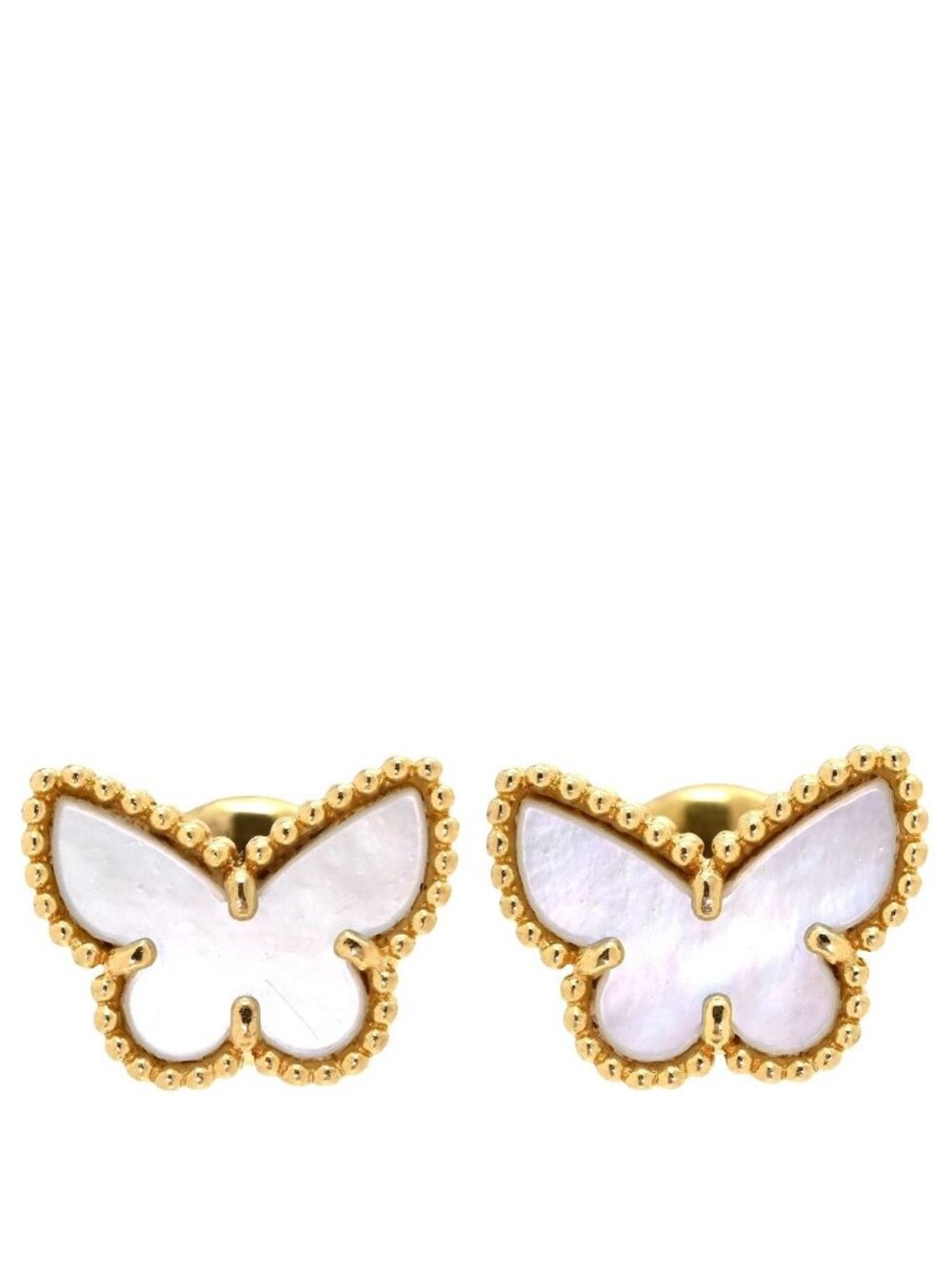 Van Cleef & Arpels Sweet Papillon Mother of Pearl White Yellow Gold Earrings